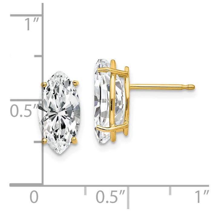 Exclusive 14K Gold Marquise Cut CZ Earrings - Stylish 12x6mm Design-4
