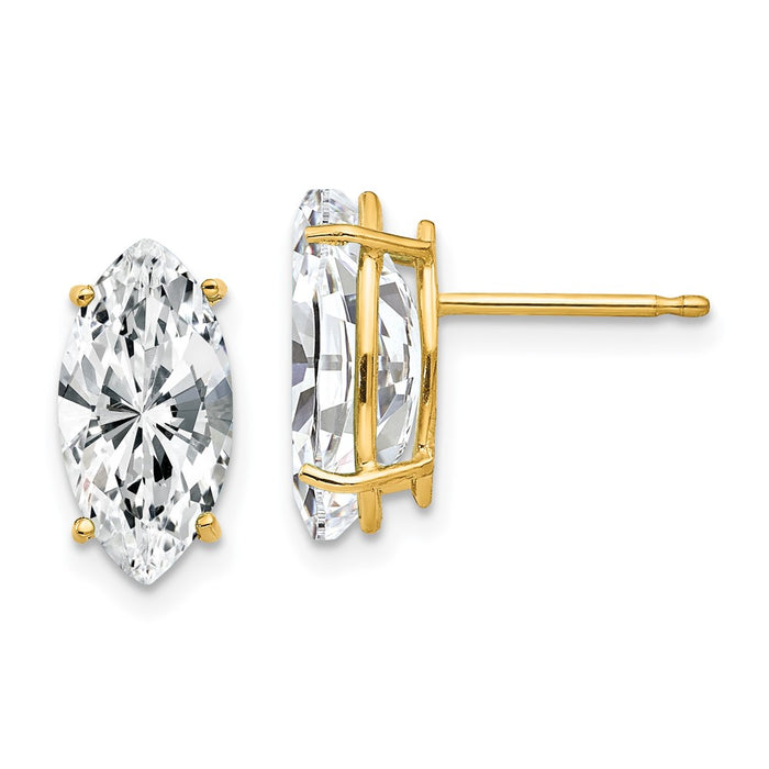 Exclusive 14K Gold Marquise Cut CZ Earrings - Stylish 12x6mm Design-1