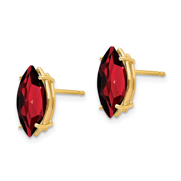 Shop Exclusive 14K Gold Marquise Garnet Stud Earrings - Stylish Luxury!-2