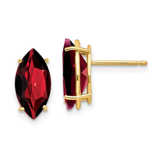 Shop Exclusive 14K Gold Marquise Garnet Stud Earrings - Stylish Luxury!