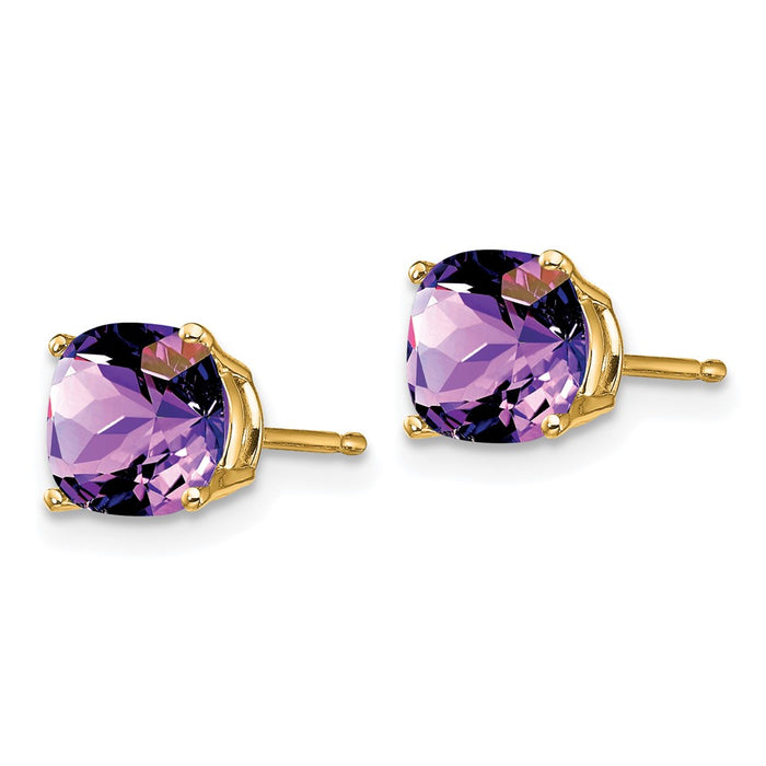 Shop Stylish 14K Gold Cushion-Cut Amethyst Earrings, 6x6mm - Luxury Look!-2