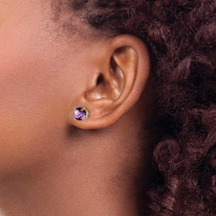 Shop Stylish 14K Gold Cushion-Cut Amethyst Earrings, 6x6mm - Luxury Look!-3