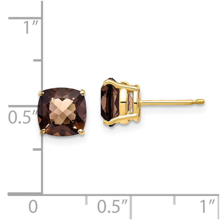 Shop Stylish 14K Gold 7mm Cushion Smoky Quartz Earrings - Luxury Value!-4