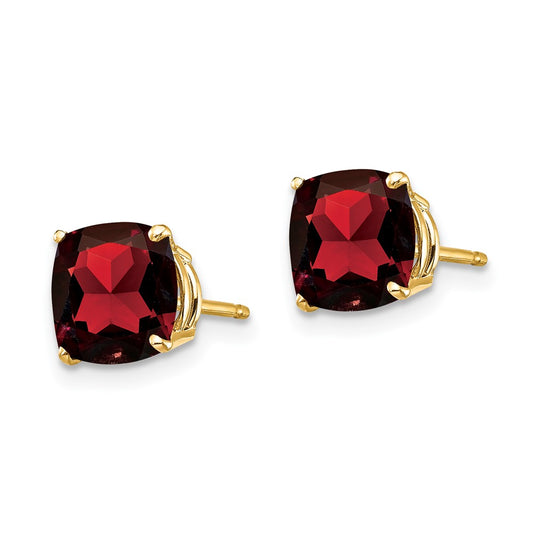 Shop Exclusive 14K Gold Cushion-Cut Garnet Earrings 7x7mm | Stylish Luxury