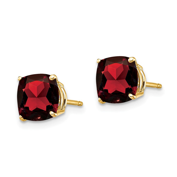 Shop Exclusive 14K Gold Cushion-Cut Garnet Earrings 7x7mm | Stylish Luxury-2