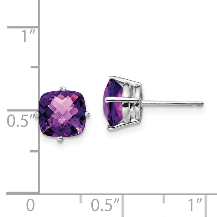 Shop Exclusive 14K White Gold Cushion Cut Amethyst Earrings - 7x7mm, Stylish Value-4