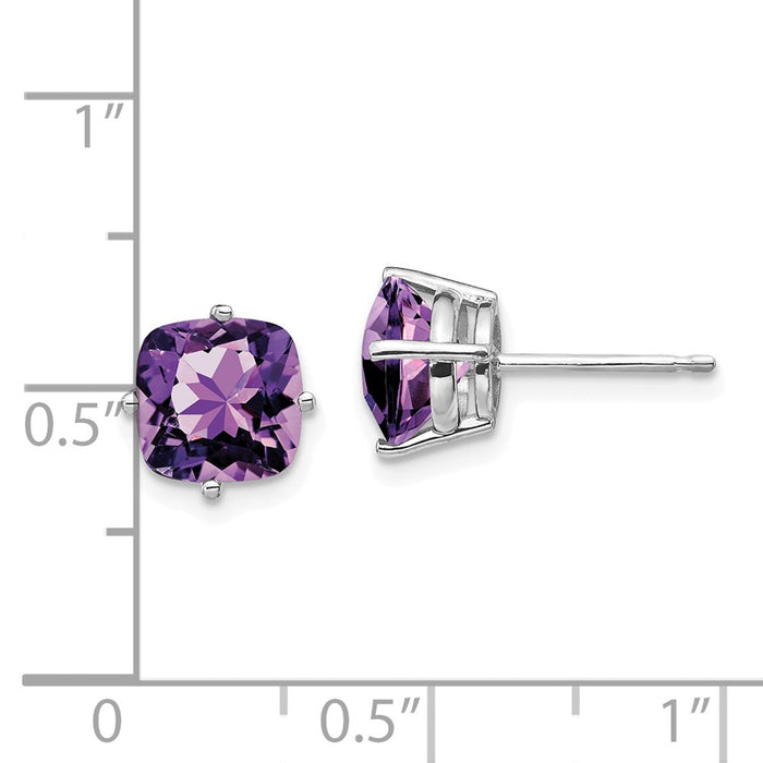 Buy Stylish 14K White Gold Cushion Cut Amethyst Earrings - 7x7mm Value!-4