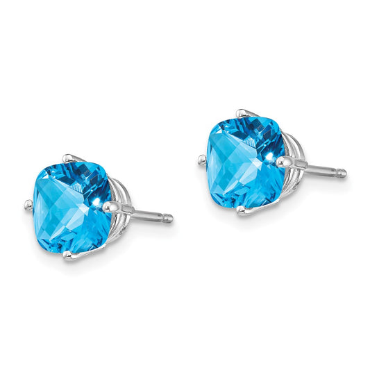 Shop Exclusive 14K White Gold Blue Topaz Earrings - 7x7mm, Stylish Value!