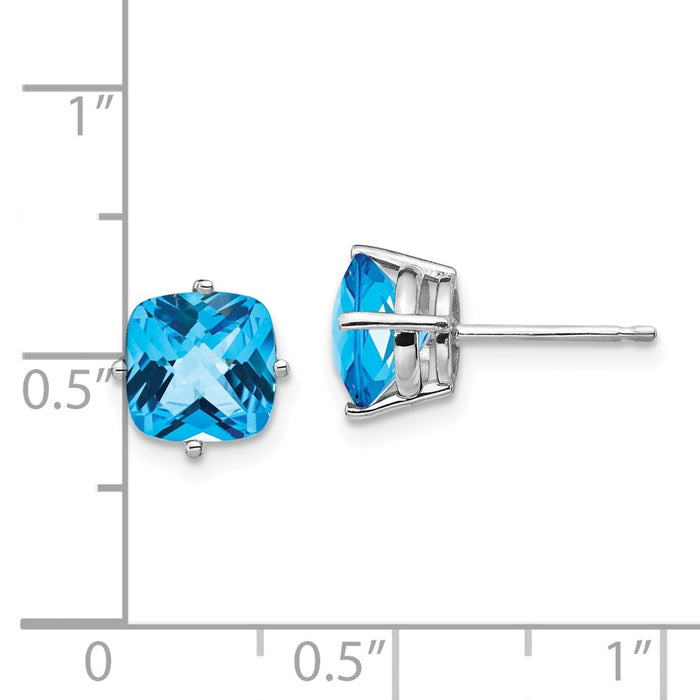 Shop Exclusive 14K White Gold Blue Topaz Earrings - 7x7mm, Stylish Value!-4