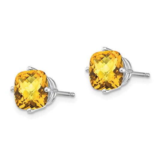 Shop Stylish 14K White Gold Cushion Citrine Earrings - 7x7mm, Affordable Luxury