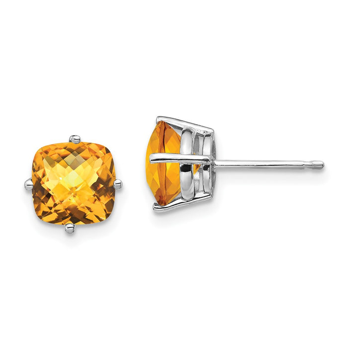 Shop Stylish 14K White Gold Cushion Citrine Earrings - 7x7mm, Affordable Luxury-1