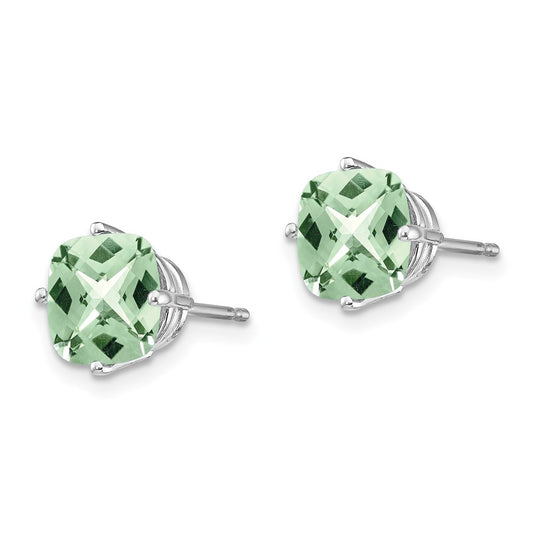 Exclusive 14K Gold 7mm Cushion Checker-Cut Green Quartz Earrings - Stylish Value