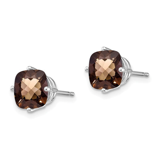 Shop Stylish 14K Gold 7mm Cushion Cut Smoky Quartz Earrings - Affordable Luxury