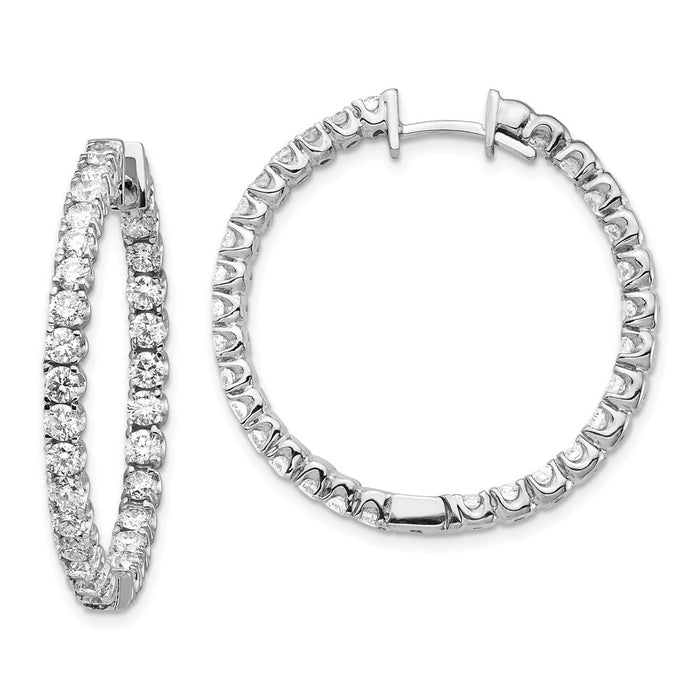 Exclusive 14K White Gold Diamond-Accented Hinged Hoop Earrings - Stylish Value-1