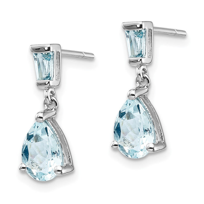 Shop Stylish 14K White Gold Aquamarine Drop Earrings - Luxury Value Design-2