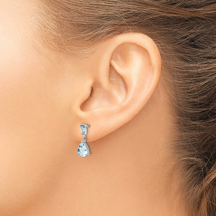 Shop Stylish 14K White Gold Aquamarine Drop Earrings - Luxury Value Design-3