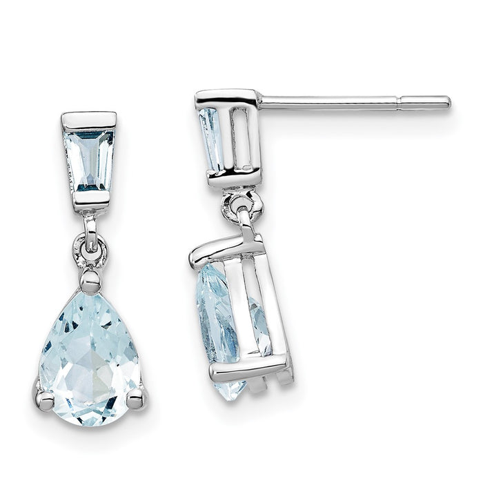 Shop Stylish 14K White Gold Aquamarine Drop Earrings - Luxury Value Design-1