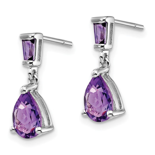 Shop Exclusive 14K White Gold Amethyst Drop Earrings - Stylish & Affordable Jewelry