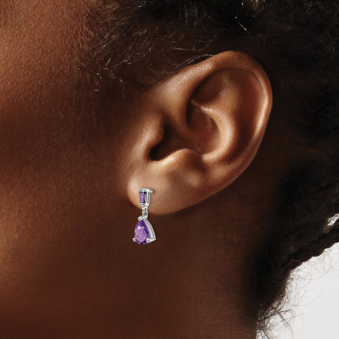 Shop Exclusive 14K White Gold Amethyst Drop Earrings - Stylish & Affordable Jewelry-3