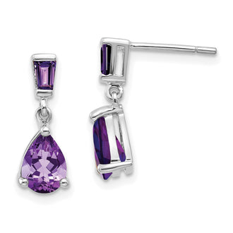 Shop Exclusive 14K White Gold Amethyst Drop Earrings - Stylish & Affordable Jewelry