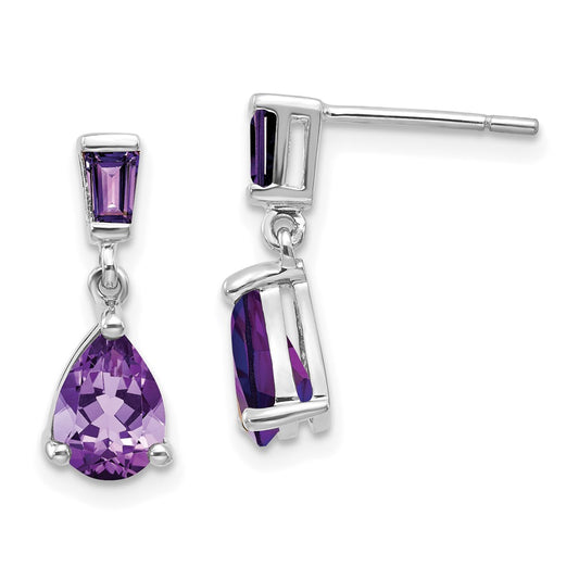 Shop Exclusive 14K White Gold Amethyst Drop Earrings - Stylish & Affordable Jewelry
