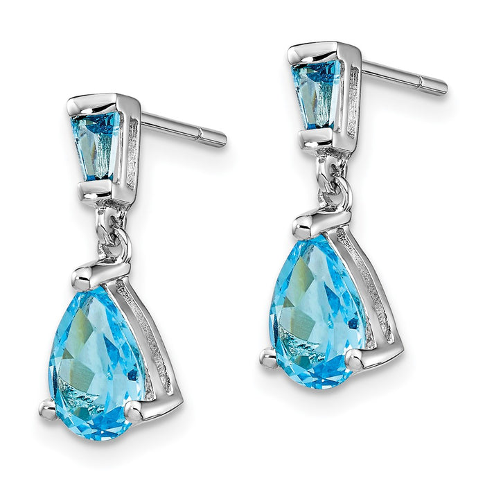 High-Quality 14K White Gold Blue Topaz Drop Earrings - Stylish Luxury Value-2