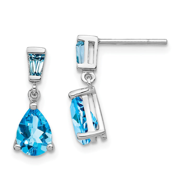 High-Quality 14K White Gold Blue Topaz Drop Earrings - Stylish Luxury Value-1