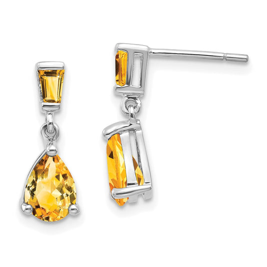 Buy Stylish 14K White Gold Citrine Drop Earrings - Luxury Design, 1.5" Long