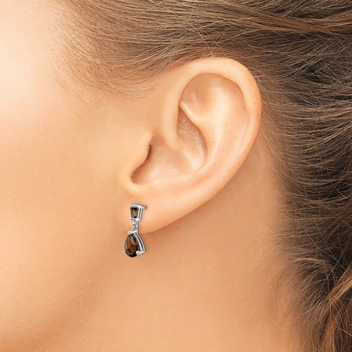 Exclusive 14K White Gold Smoky Quartz Drop Earrings - Stylish & Affordable Value-3