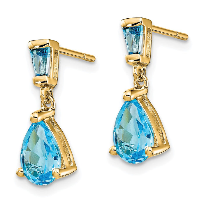Shop Stylish 14K Gold Blue Topaz Drop Earrings - 1.5" Length, Luxurious Value-2