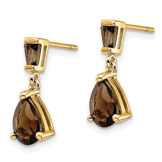 Buy 14K Gold Smoky Quartz Stud Earrings - Stylish Design, Affordable Luxury!