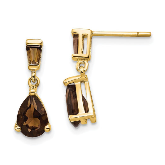 Buy 14K Gold Smoky Quartz Stud Earrings - Stylish Design, Affordable Luxury!