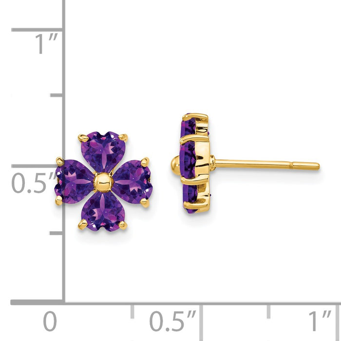 Shop Exclusive 14K Gold Heart-Shaped Amethyst Floral Stud Earrings - Stylish!-4