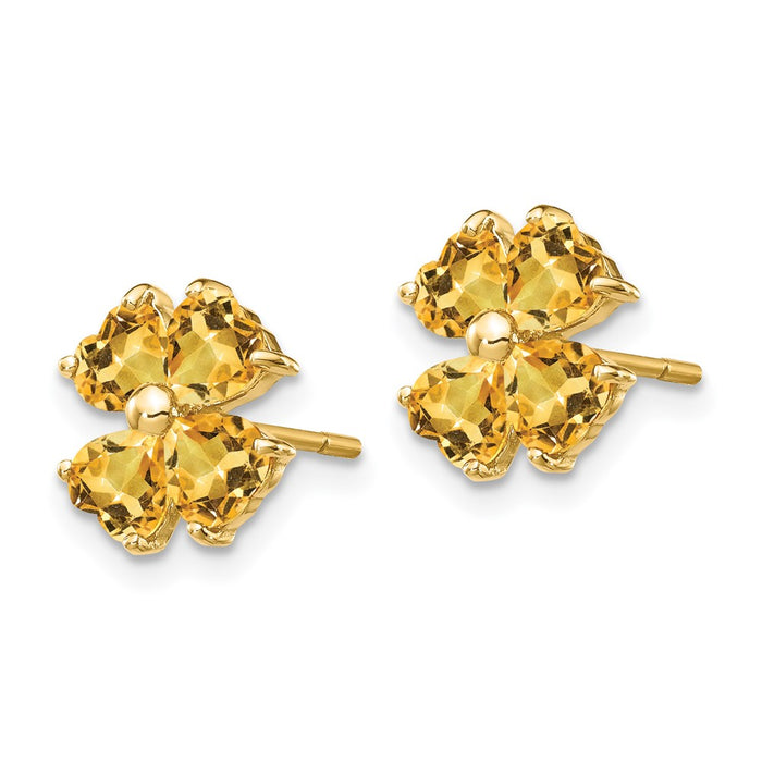 Shop Exclusive 14K Gold Heart-Shaped Citrine Floral Stud Earrings - Stylish Value-2