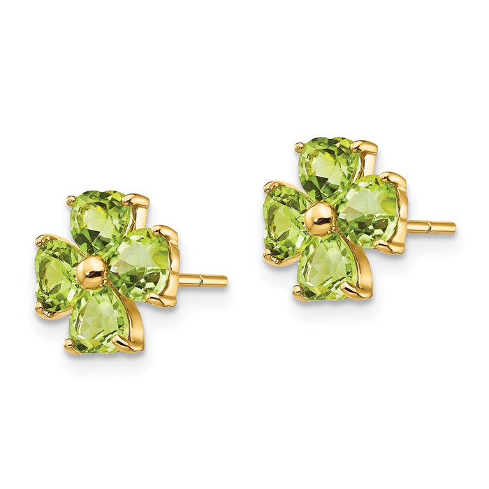 Exclusive 14K Gold Heart-Shaped Peridot Floral Stud Earrings - Stylish Value!-2