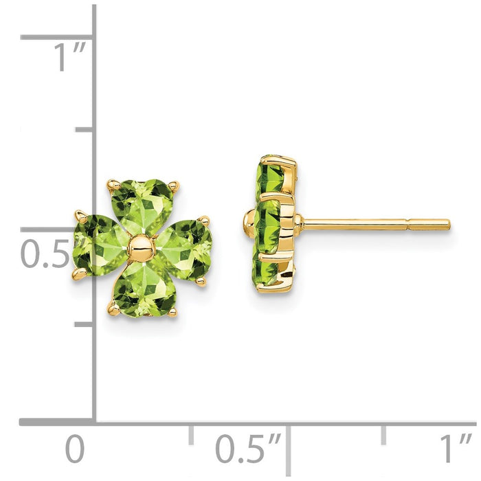 Exclusive 14K Gold Heart-Shaped Peridot Floral Stud Earrings - Stylish Value!-4