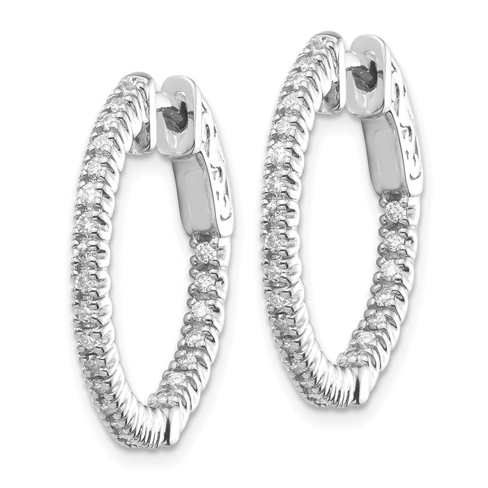 High-Quality 14K White Gold Hoop Earrings with 3/8 Carat Lab-Grown Diamonds - Stylish Value-2