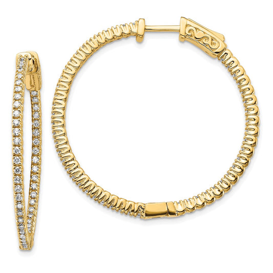 Buy Exclusive 14K Gold 3/4 Carat Lab-Grown Diamond Hoop Earrings - Stylish Safety Clasp