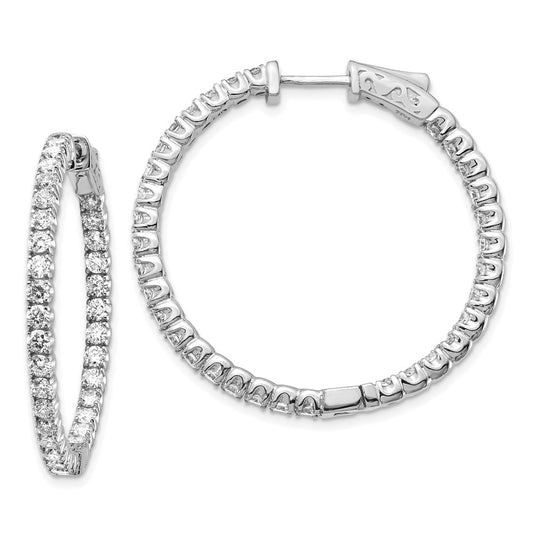 High-Quality 14K White Gold Round Hoop Earrings | Lab-Grown Diamond, Stylish Design