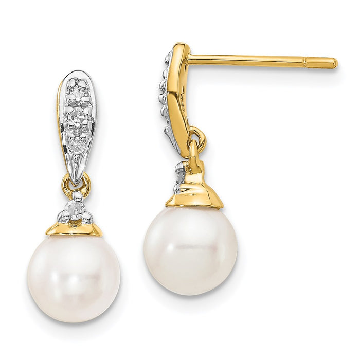 Buy Stylish 14K White Gold Dangle Earrings with 6-7mm Pearls & Diamonds-1