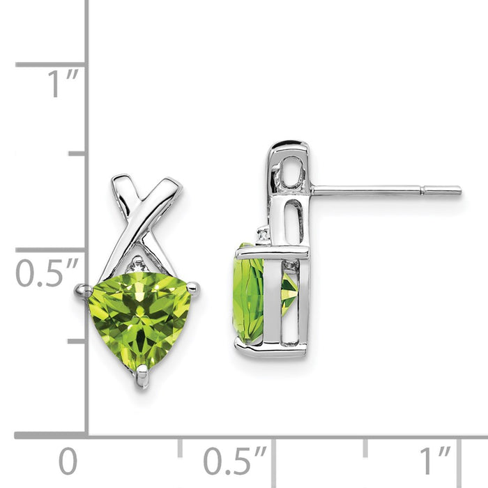 Exclusive 14K White Gold Trillion Peridot & White Topaz Stud Earrings - Stylish Value-4