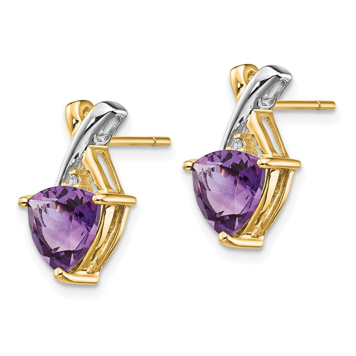 Exclusive 14K Gold & Rhodium Amethyst Earrings | Stylish Trillion Design-2