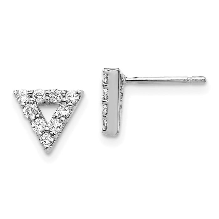 Exclusive 14K White Gold Diamond Triangle Hoop Earrings - Stylish & Affordable-1