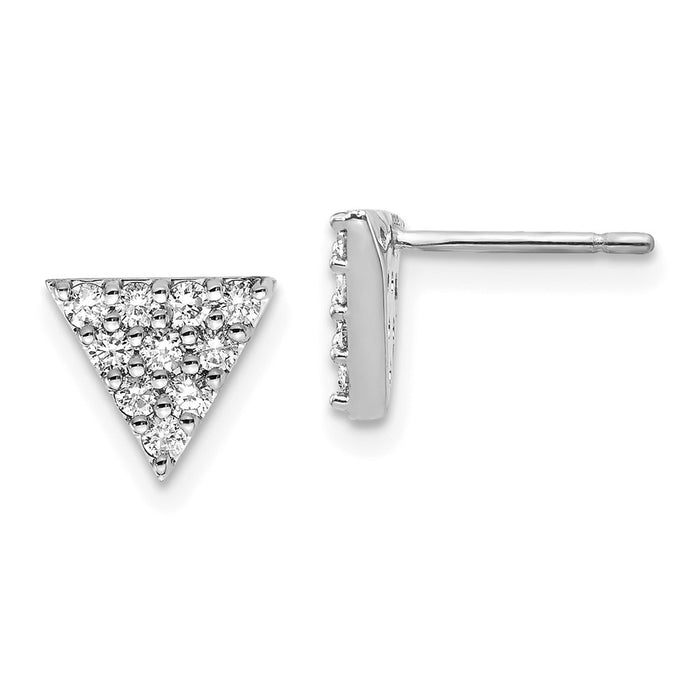 High-Quality 14K White Gold Diamond Triangular Earrings - Stylish Value!-1