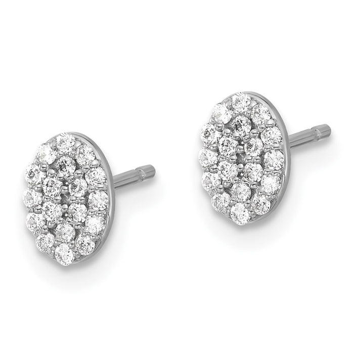 High-quality 14K White Gold Oval Diamond Cluster Earrings - Stylish Luxury Value-2