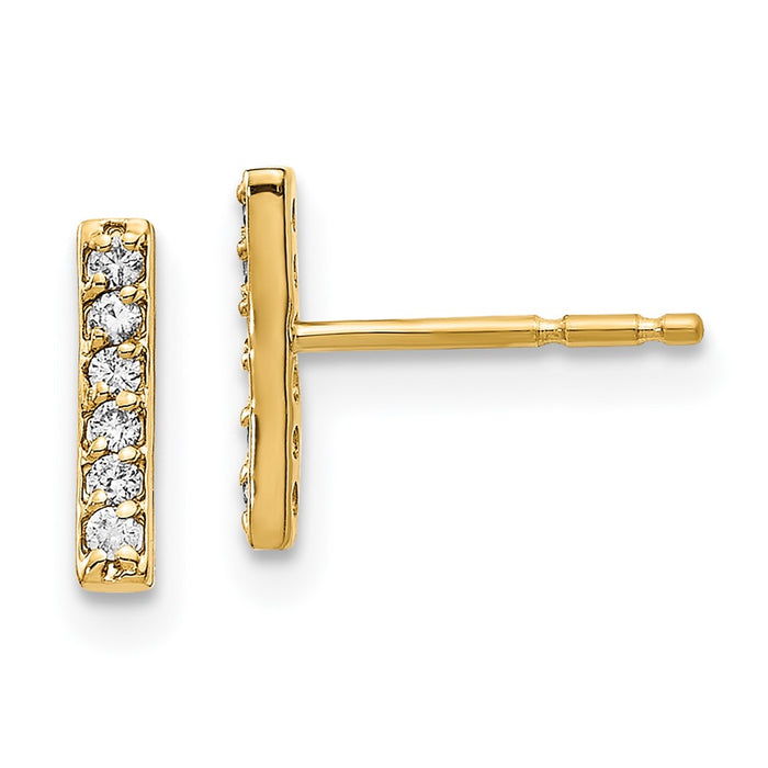 Exclusive 14K Gold Diamond Bar Earrings - Stylish & Affordable Luxury!-1