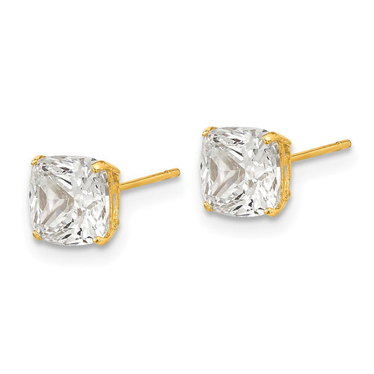 Buy 14K Gold Cushion Cut CZ Stud Earrings - 6x6 mm | Stylish Luxury Jewelry