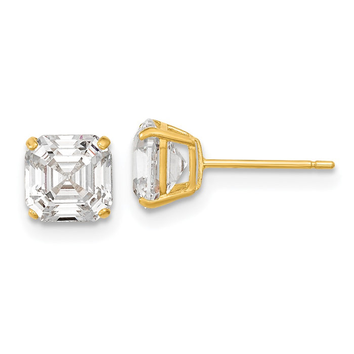 Buy Exclusive 14K Gold 6mm Asscher Cut CZ Stud Earrings - Stylish Value-1