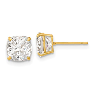 Buy Exclusive 14K Gold Polished Cushion Cut CZ Stud Earrings - 7x7 mm