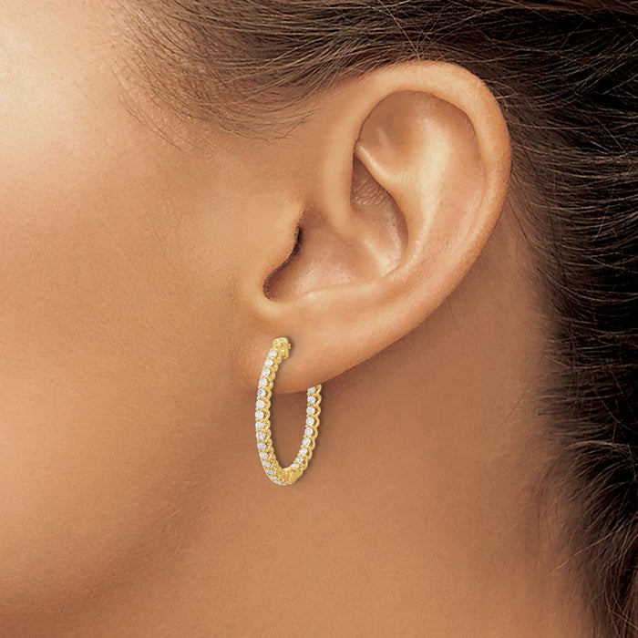 Buy 14K Gold 1.04ct Oval In/Out Hoop Earrings - Stylish 52mm x 1.5mm Design-3